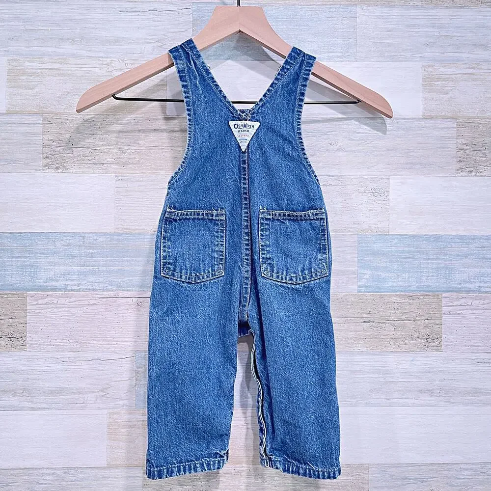 OSHKOSH B'GOSH Vintage Vestbak Denim Overalls Blue Cotton USA Baby 12 Month 12M